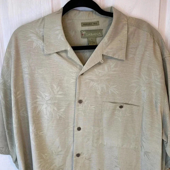 Cabana 100% Silk Washable Silk Buttons Down Hawaiian Men Shirt Size Xl - Picture 5 of 6